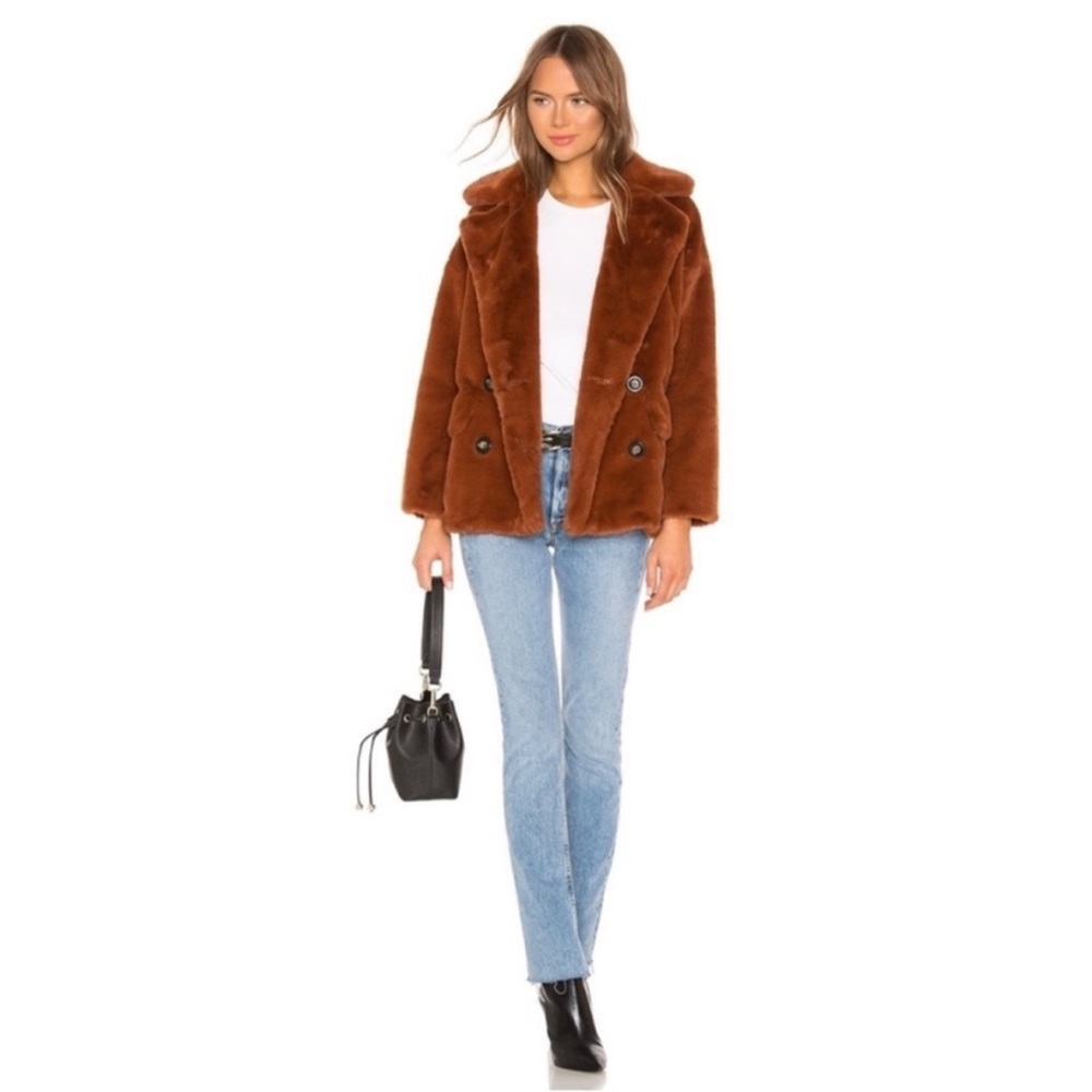 Free People: Brown Kate Faux Fur Teddy Coat Sz S